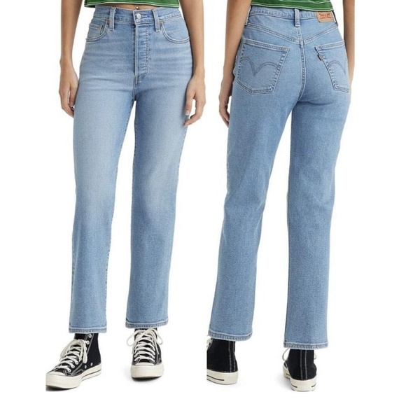 Levi's Womens Ribcage Straight Ankle Jeans Button Fly size 31 denim casual - Picture 1 of 6